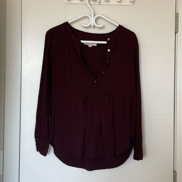 Loft burgundy blouse. - Picture 1 of 3
